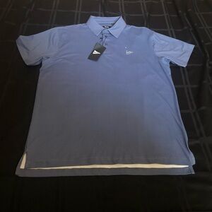 Breezy Golf Polo Men’s Size:Large Blue Pinstripe Performance Polo (READ)